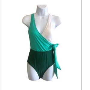 CUPSHE The Hannah Green color block side tie one piece swimsuit size XL